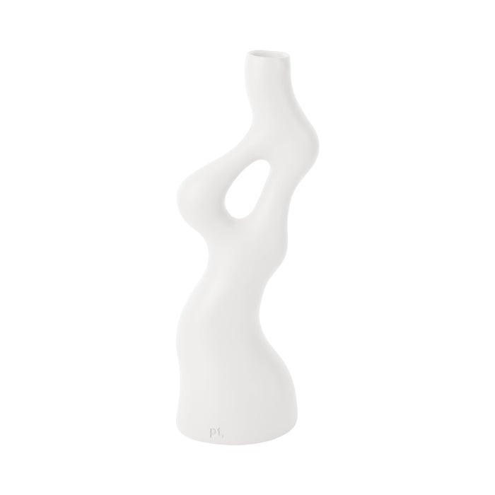 present time - Vase Organic Swirls polyresin white