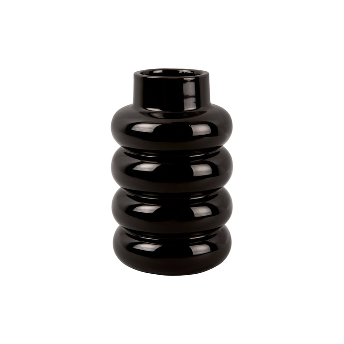 present time - Vase Bobbly Glazed ceramic large black