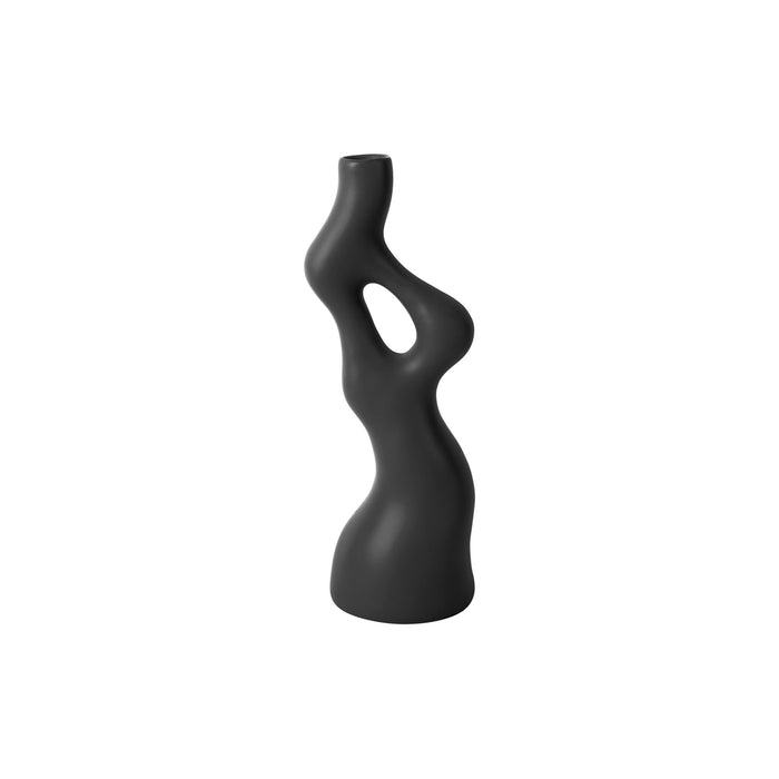 present time - Vase Organic Swirls polyresin black