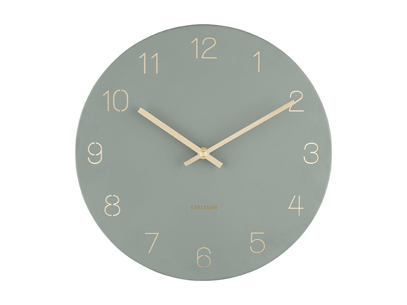 Karlsson - Wandklok Charm Engraved Numbers Small - Jungle groen- Ø30cm