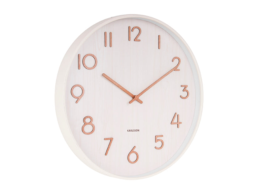 Karlsson - Wandklok Pure - Wit lindehout - Large - Ø60cm
