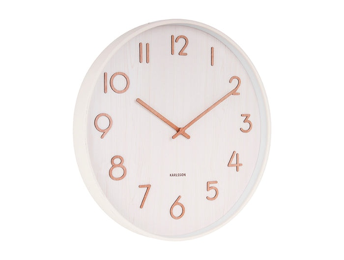 Karlsson - Wandklok Pure - Wit lindehout - Large - Ø60cm