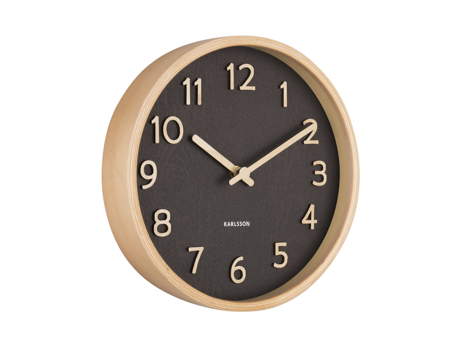 Karlsson - Wall clock Pure wood grain small black