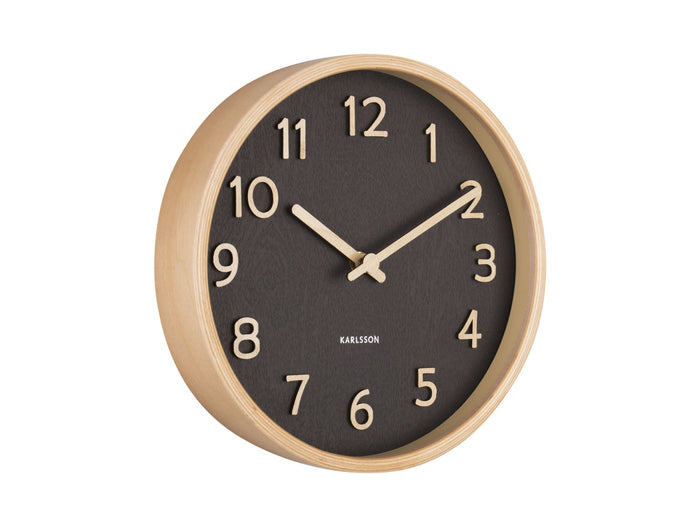 Karlsson - Wall clock Pure wood grain small black