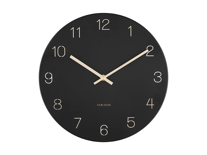Karlsson - Wandklok Charm - Gegraveerde nummers  - Zwart - Ø35cm