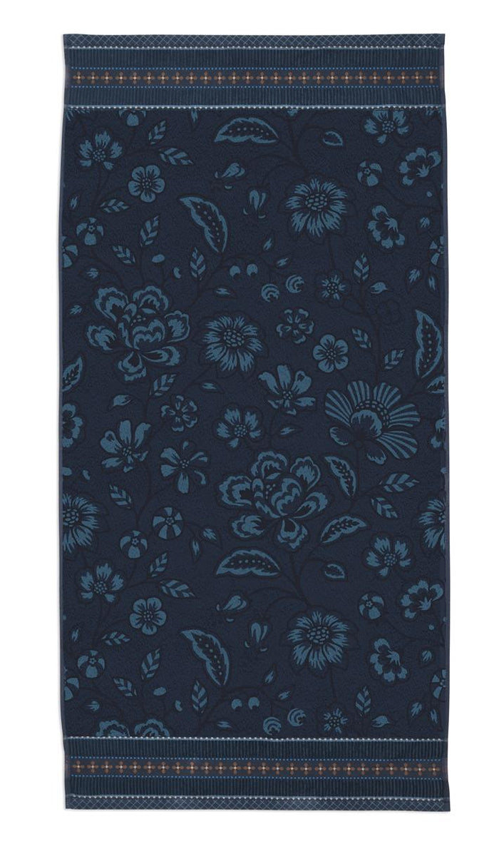 Pip Studio Jasmin Jacquard - Douchelaken - 70x140 - Donker Blauw