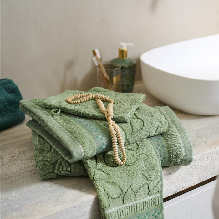 Pip Studio Jasmin Jacquard - Douchelaken - 70x140 - Groen