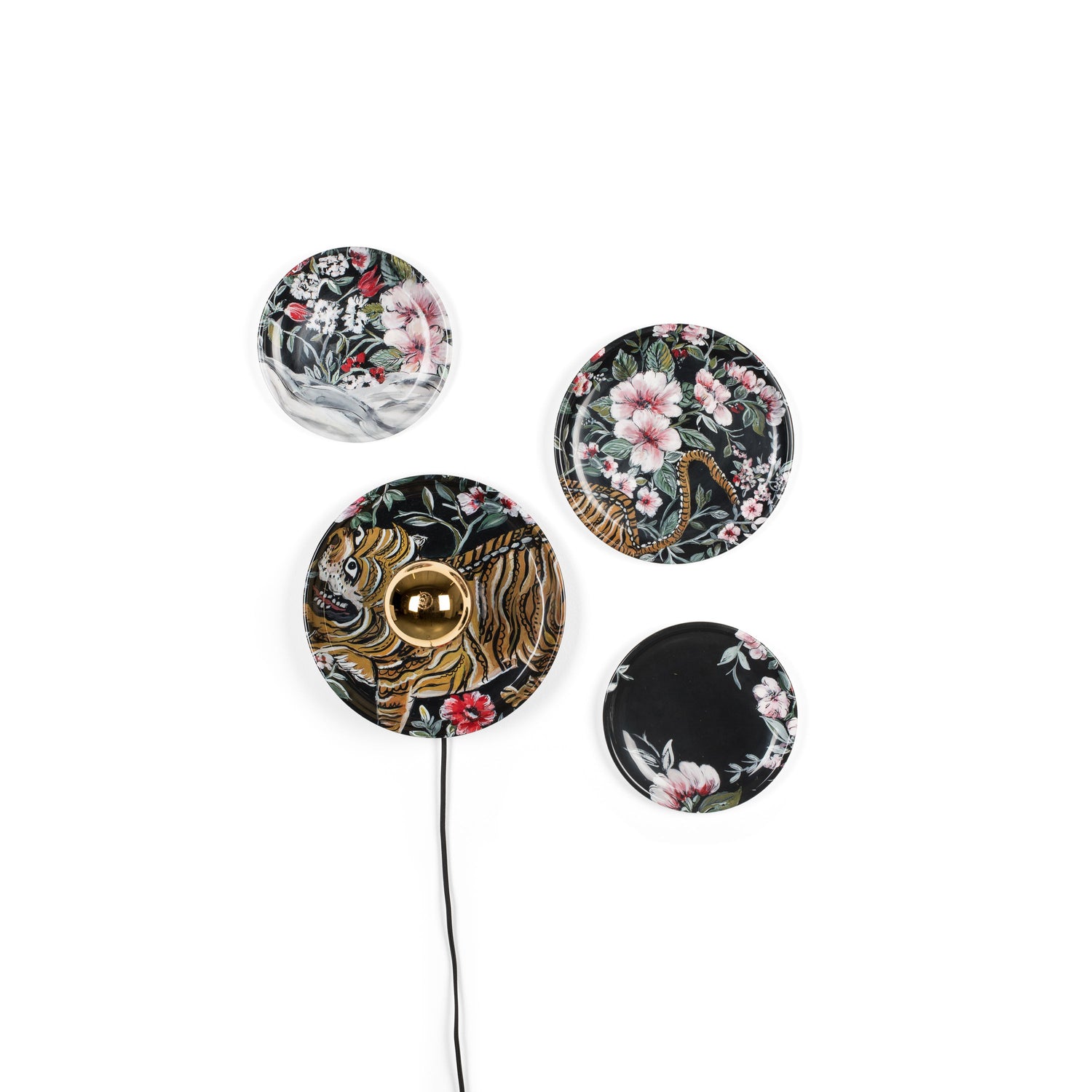 Bold Monkey No Food Here wandlamp tijger - Set van 4 - Zwart