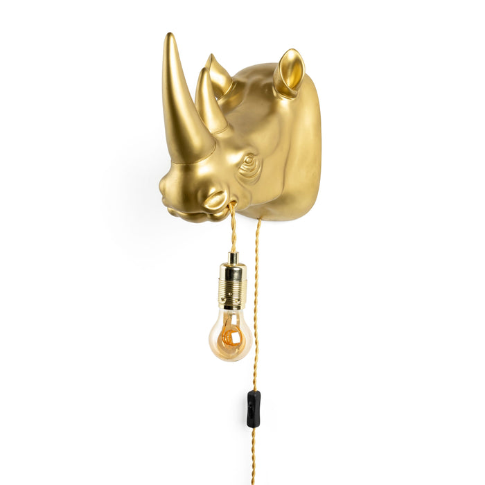 Bold Monkey Mind Your Own Rhino wandlamp goud