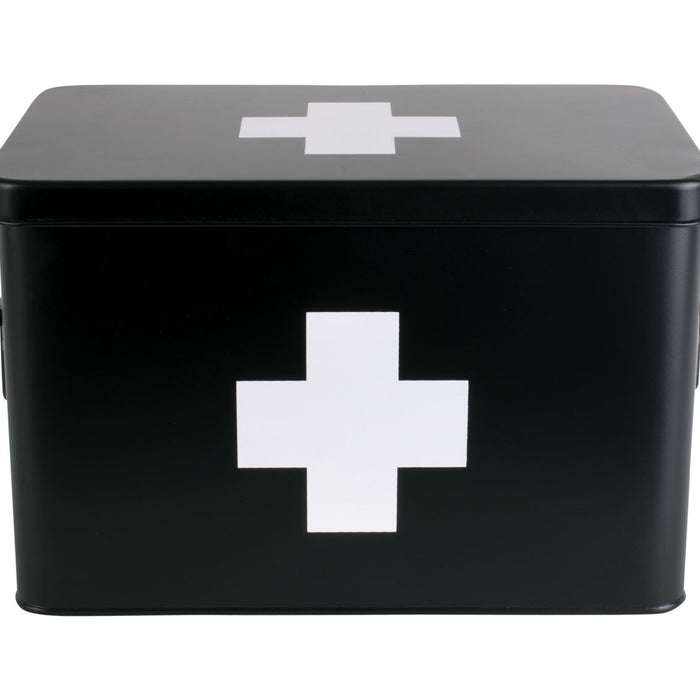 present time - Medicine storage box large metal matt black