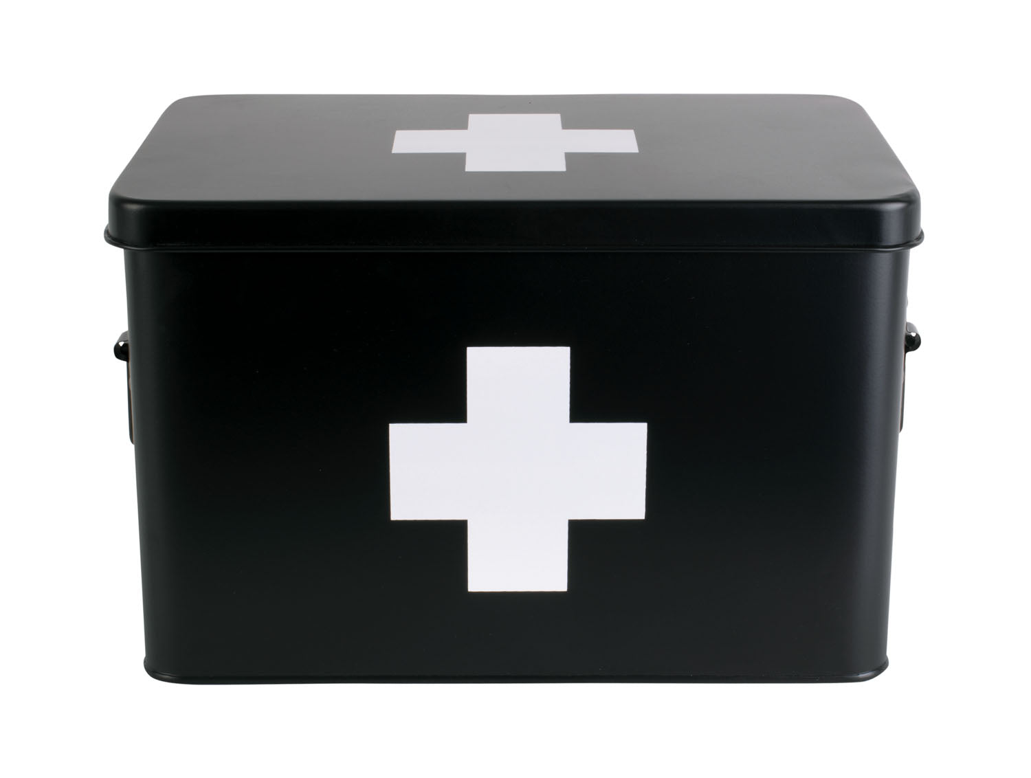 present time - Medicine storage box large metal matt black