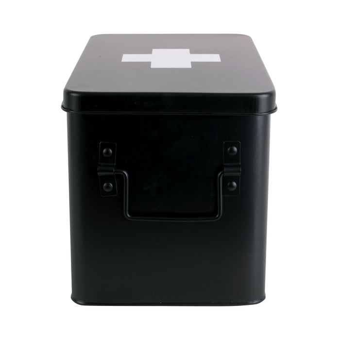 present time - Medicine storage box large metal matt black