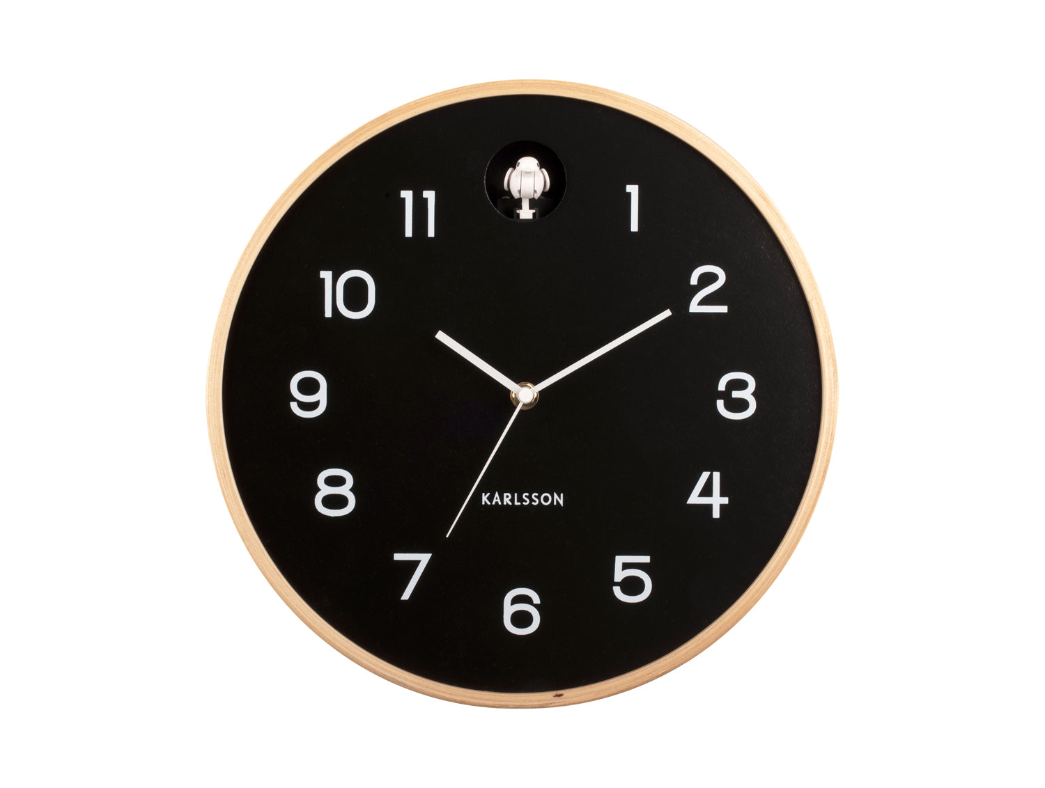 Karlsson - Wall clock Natural Cuckoo birch wood black