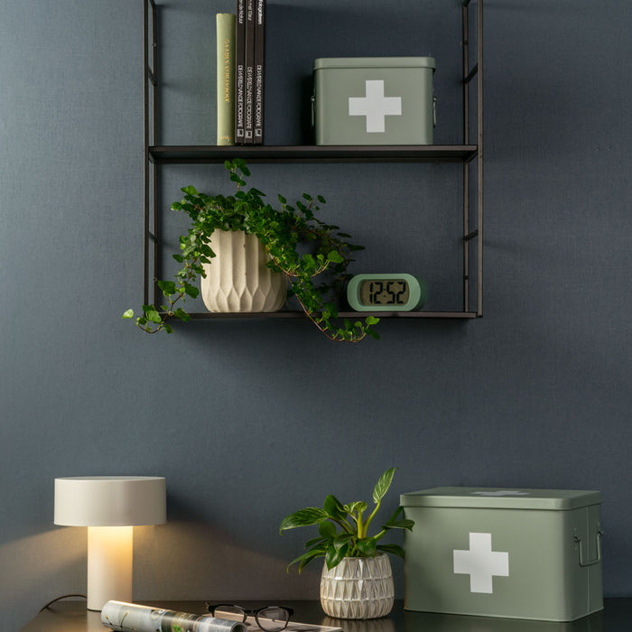 present time - Medicine storage box medium metal matt grayed jade