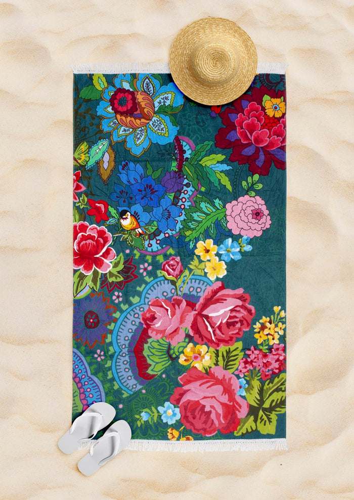 Happiness Strandlaken Velours Katoen Mandy 100x180cm - green