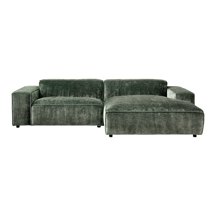 by fonQ Chunky Hoekbank met Chaise Longue Rechts  - Moss - Rib