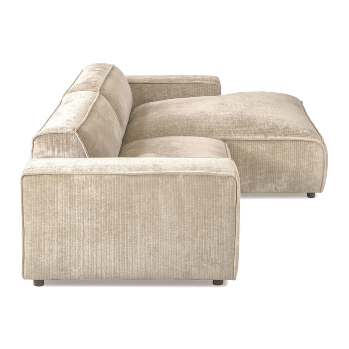 by fonQ Chunky Hoekbank met Chaise Longue Rechts - Ivoor - Rib