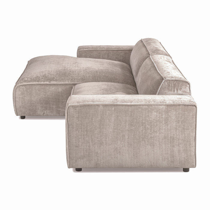 by fonQ Chunky Hoekbank met Chaise Longue Links - Beige - Rib