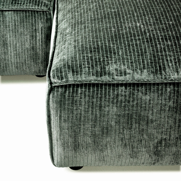 by fonQ Chunky Hoekbank met Chaise Longue Rechts  - Moss - Rib