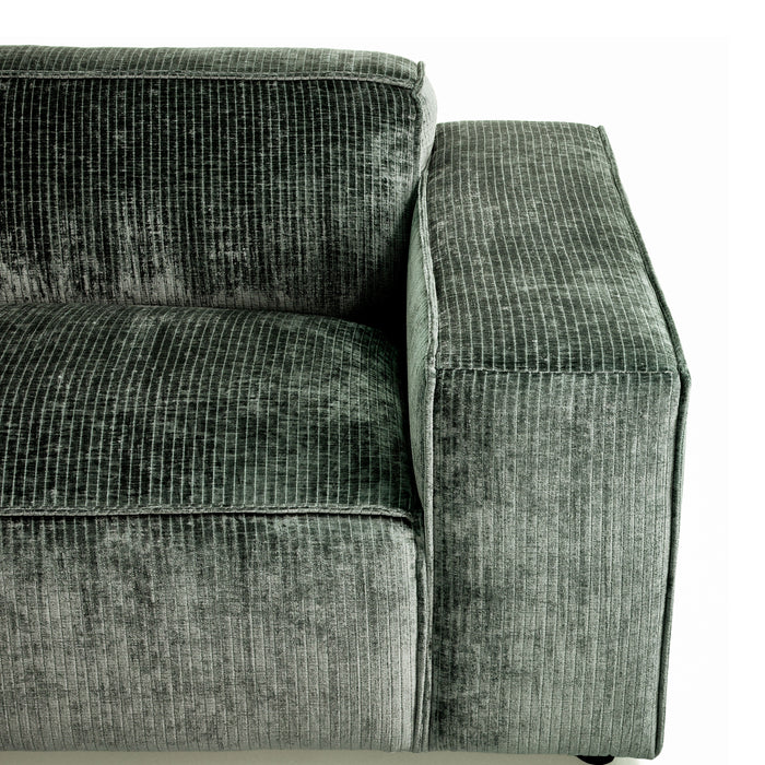 by fonQ Chunky Hoekbank met Chaise Longue Rechts  - Moss - Rib