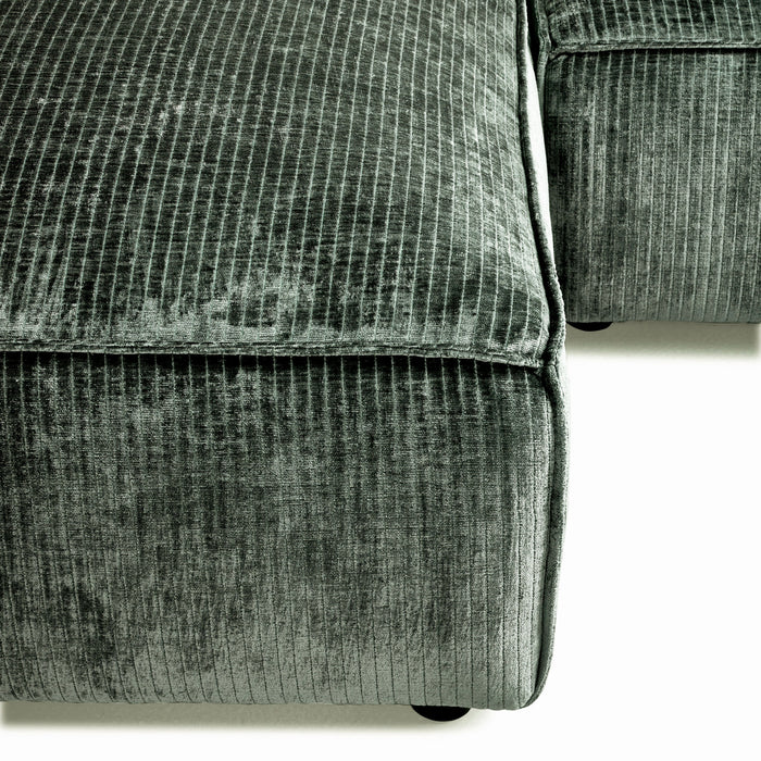 by fonQ Chunky Hoekbank met Chaise Longue Links - Moss - Rib