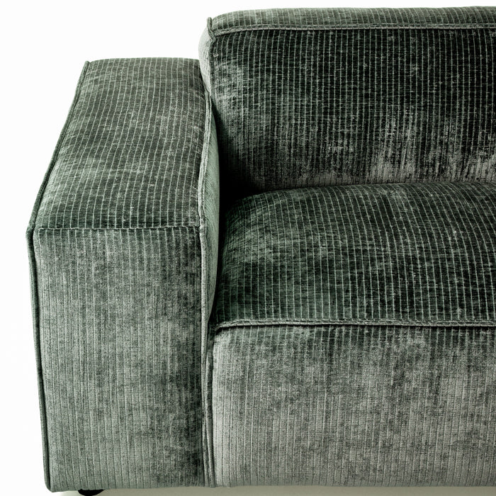 by fonQ Chunky Hoekbank met Chaise Longue Links - Moss - Rib