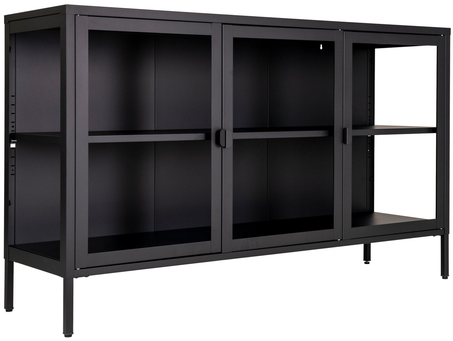 House Nordic Brisbane Zwart | Glas Dressoir W140 cm
