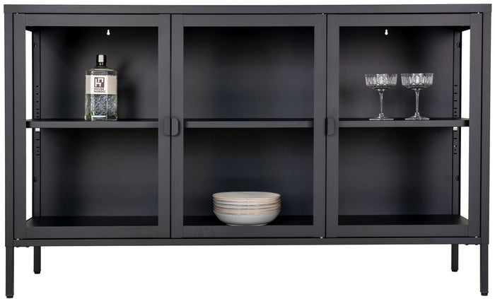 House Nordic Brisbane Zwart | Glas Dressoir W140 cm