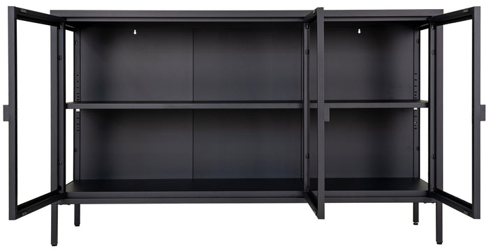 House Nordic Brisbane Zwart | Glas Dressoir W140 cm