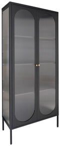 House Nordic Adelaide Zwart | Glas Vitrinekast Hoog