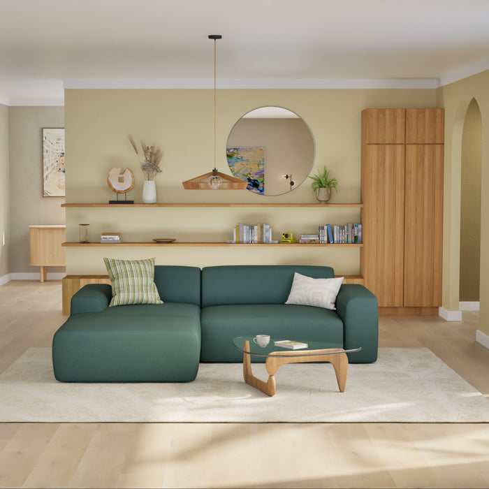 NADUVI Collection Nina Hoekbank Links - Velvet - Petrolblauw