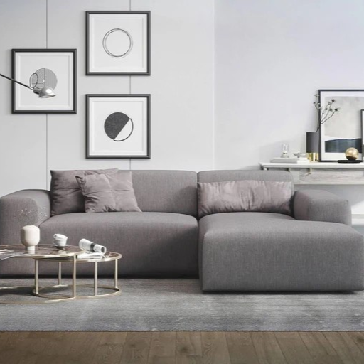 NADUVI Collection Nina Hoekbank Rechts - Linnen - Donkergrijs