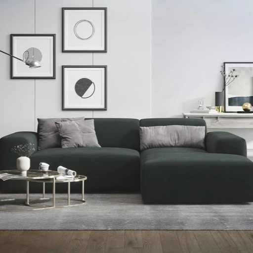 NADUVI Collection Nina Hoekbank Rechts - Velvet - Donkergroen