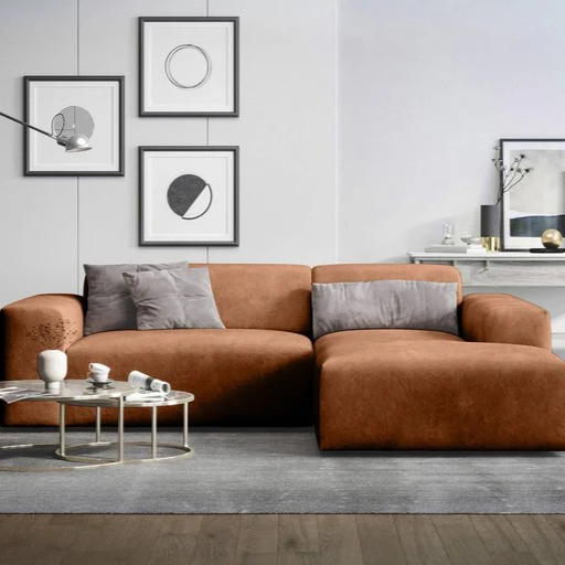 NADUVI Collection Nina Hoekbank Rechts - Velvet - Karamel bruin