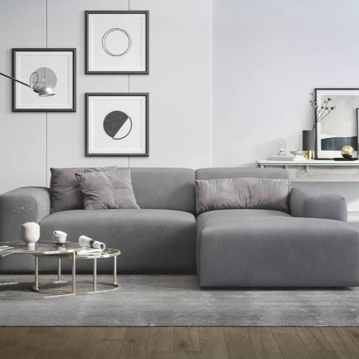 NADUVI Collection Nina Hoekbank Rechts - Velvet - Lichtgrijs