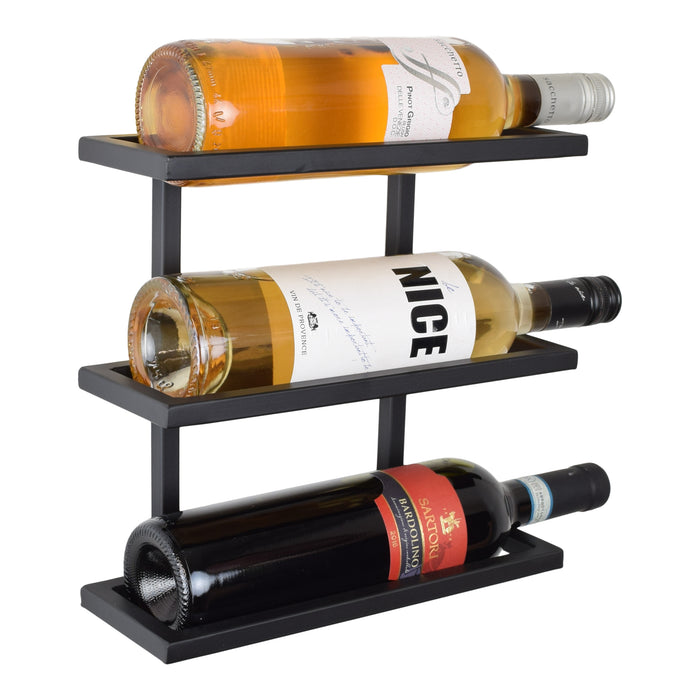 LOFT42 Pinot Wandwijnrek - 3 flessen - Metaal - Zwart - 26x27x11