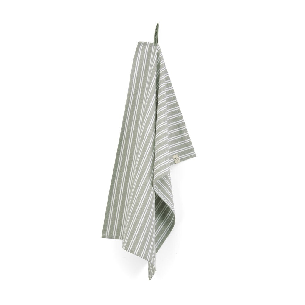 Walra - Theedoek Dry with Stripes - 50x70 - Legergroen