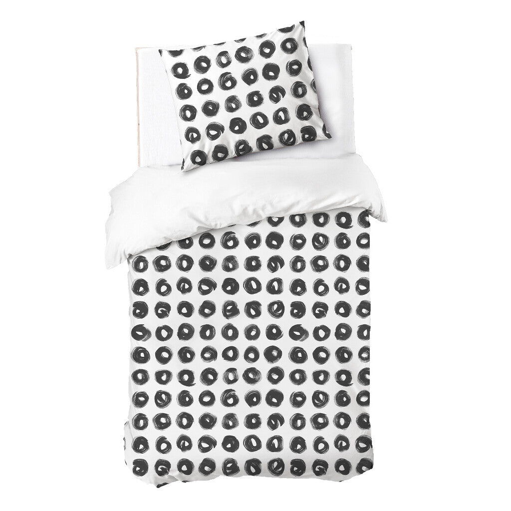 Dindi Home - Dekbedovertrek Drawing Wheels - 140x220 - Zwart