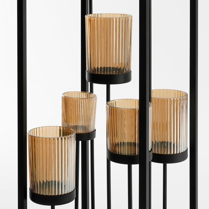 Mica Decorations Lomond Kandelaar - L21 x B21 x H61 cm - Zwart