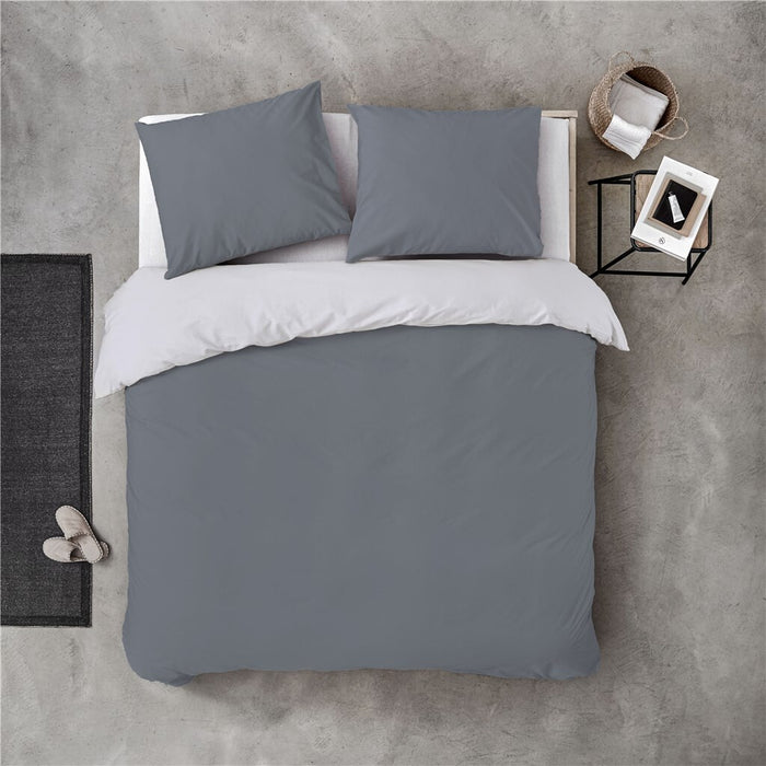 Byrklund - Dekbedovertrek Side Way - 140x220 - Grijs | Wit