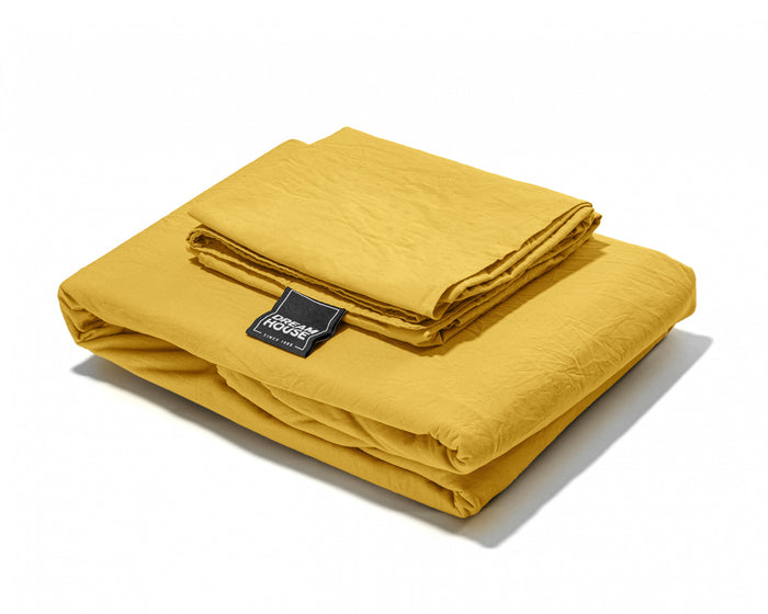 Dekbedovertrek Stone Washed - 100% Natuurlijk - Okergeel - 200x220cm