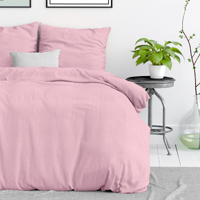 Dekbedovertrek Stone Washed - 100% Natuurlijk - Roze - 140x220cm