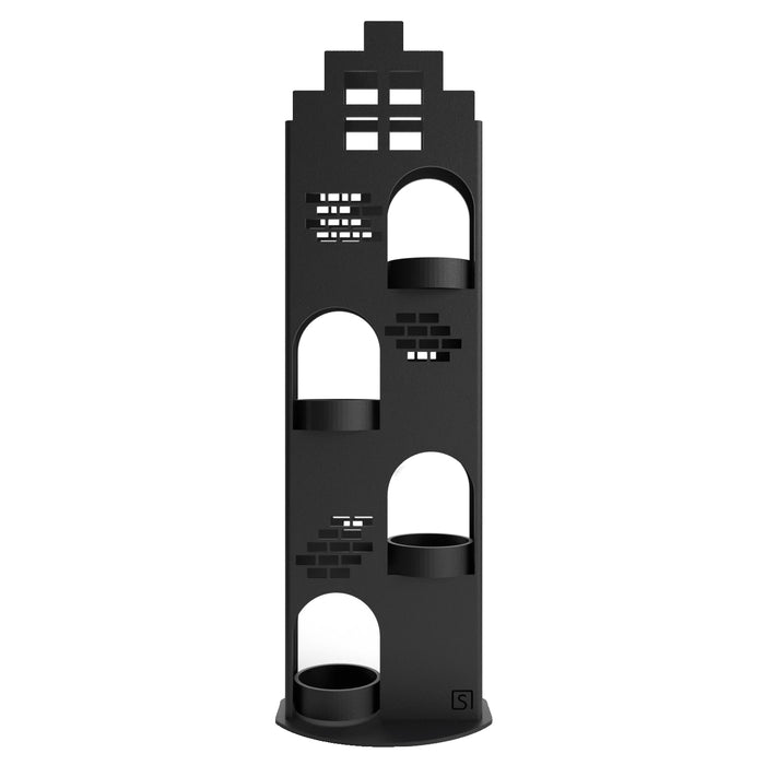 Steellish Grachtenpand theelichthouder Large Zwart