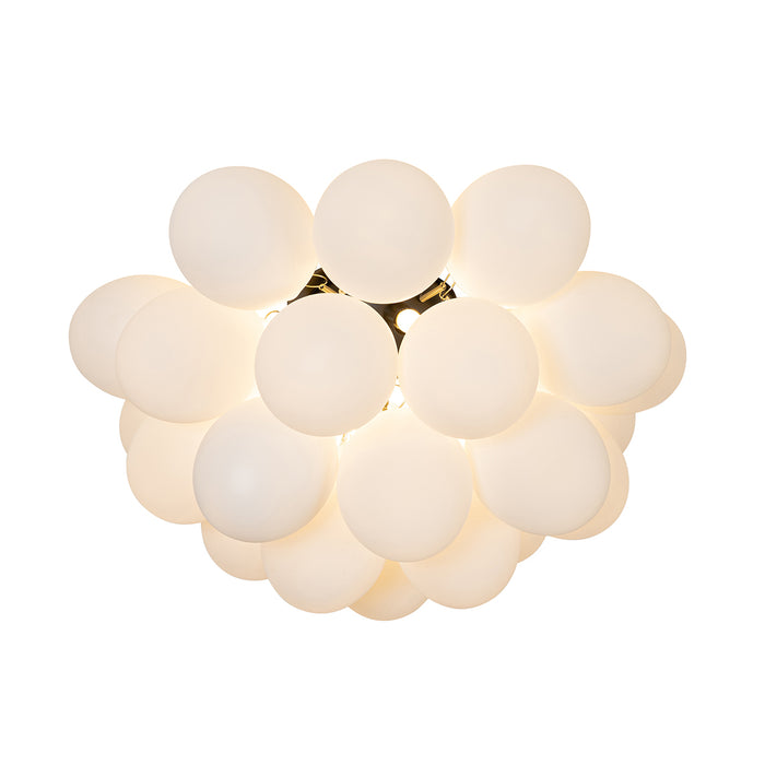 QAZQA Art deco plafondlamp zwart met opaal glas 6-lichts - Uvas