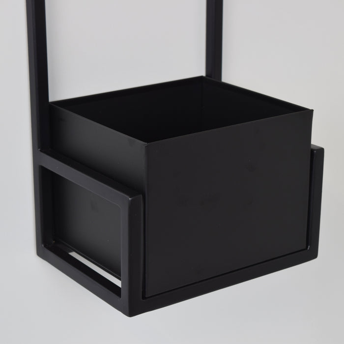 LOFT42 Flora Wandplantenbak Dubbel - Metaal - Zwart - 60x20x15