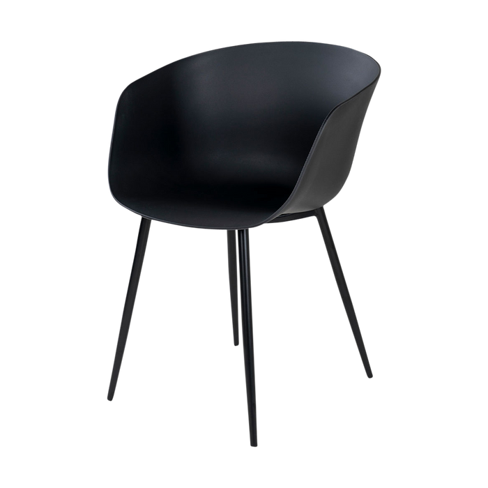 Artichok Liloe kunststof tuinstoel zwart met armleuningen