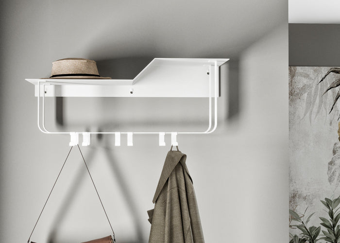 Gorillz Layer - Wandkapstok Met Hoedenplank - 8 Haken - Wit