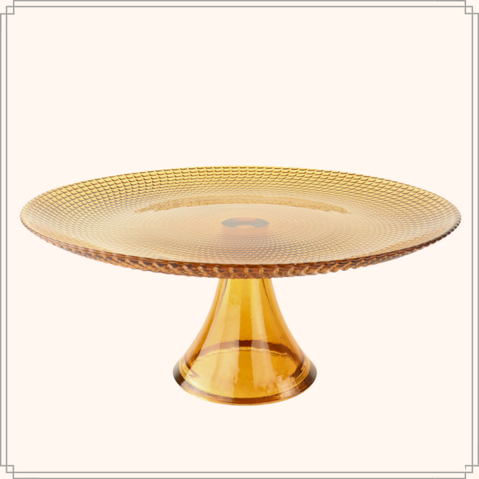 OTIX Taartplateau met Voet Serveerplateau  28cm Amber Kleur Glas