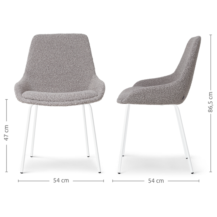 Nolon Nora-Isa Eetkamerstoelen Set van 2 - Bouclé Taupe - Wit