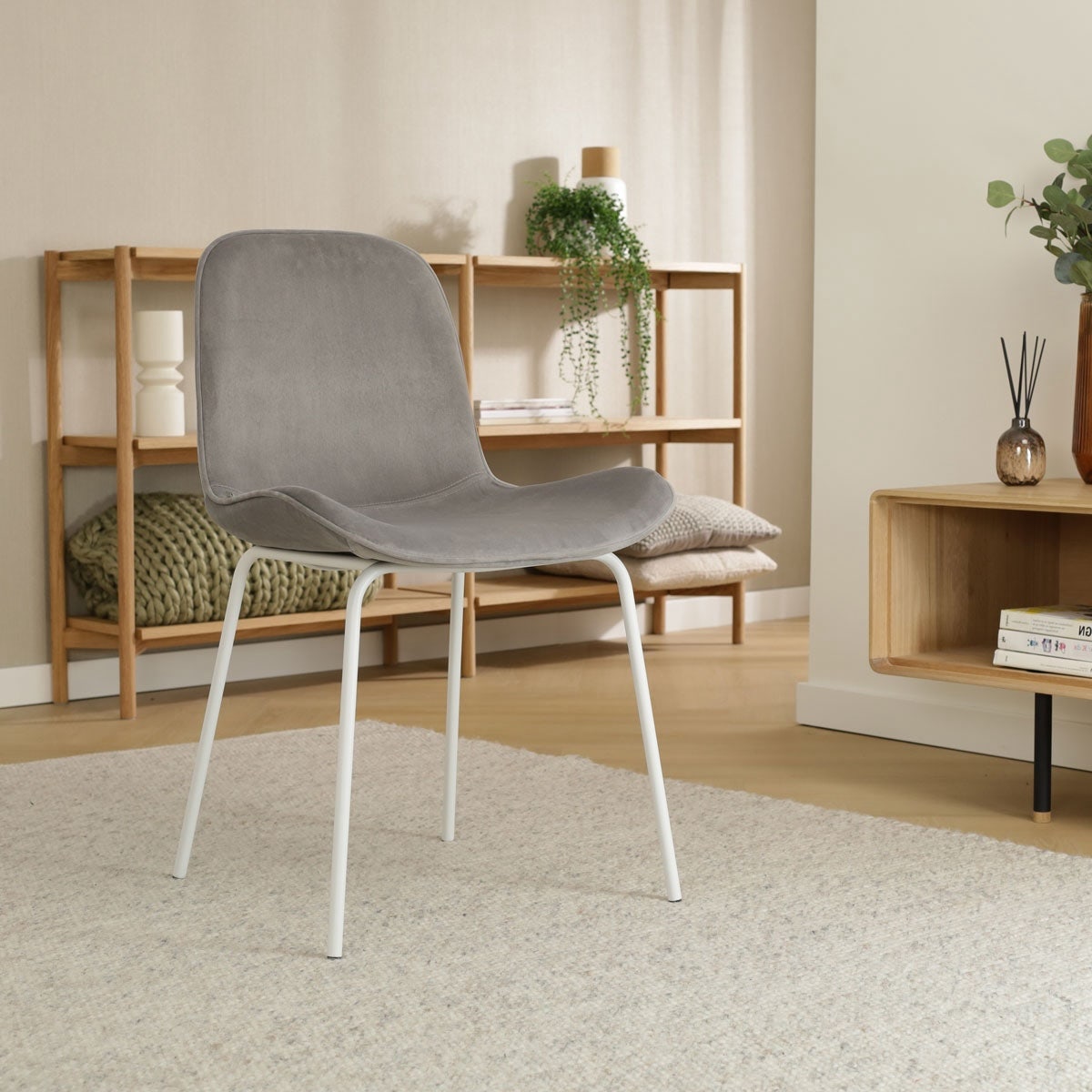 Nolon Nora-Fé Eetkamerstoelen Set van 2 - Velvet Grijs - Witte Poten
